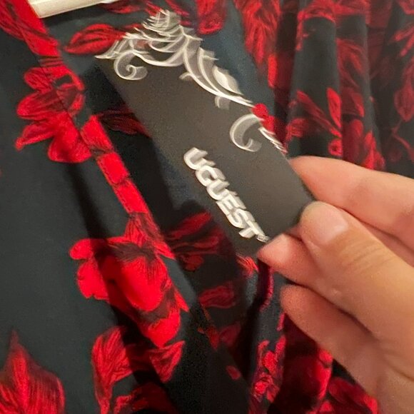 NWT Uguest Floral Print Ruffle Trim Belted Dress small - Picture 12 of 14